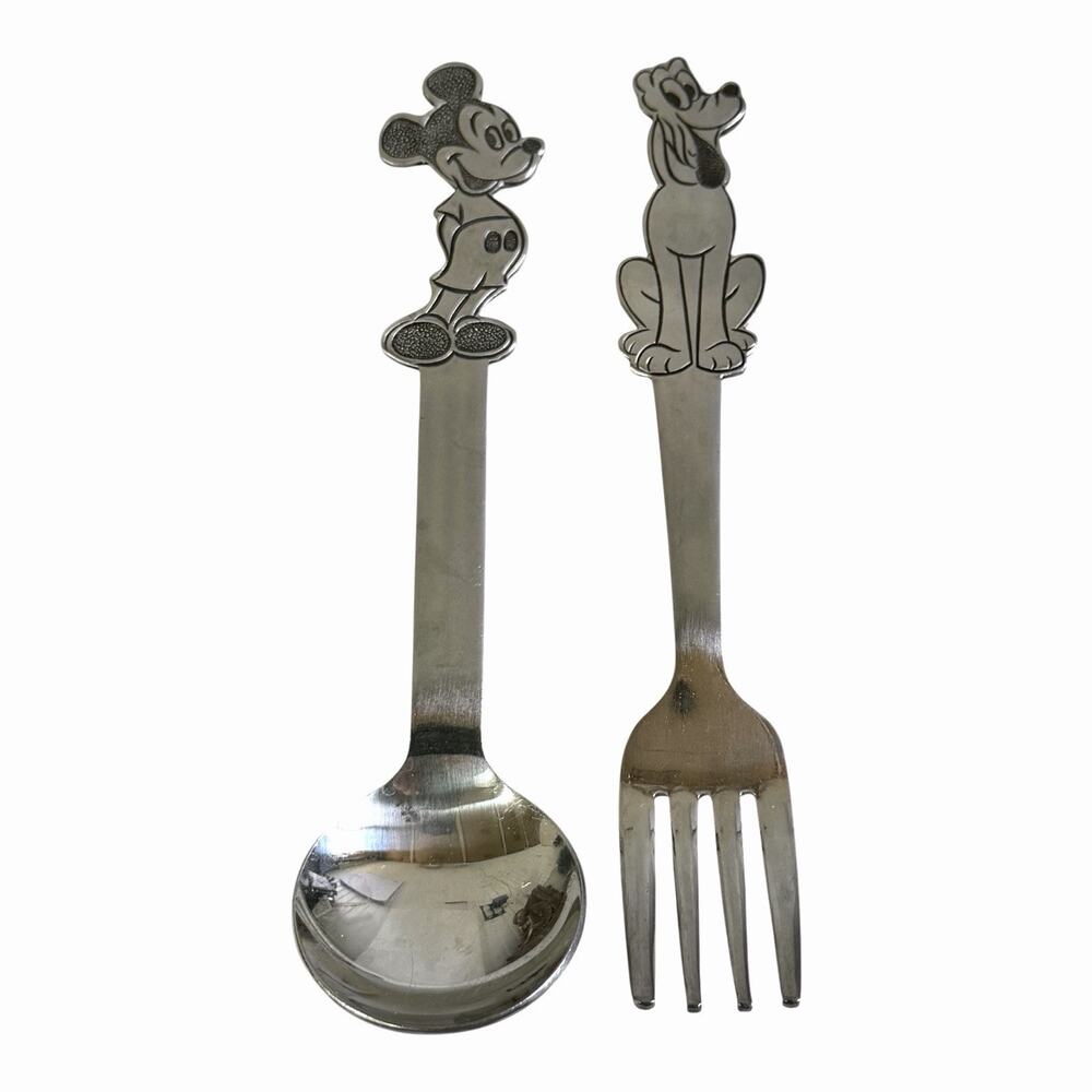 Vintage WALT DISNEY Prod Mickey & Pluto Stainless Flatware by Bonny Japan